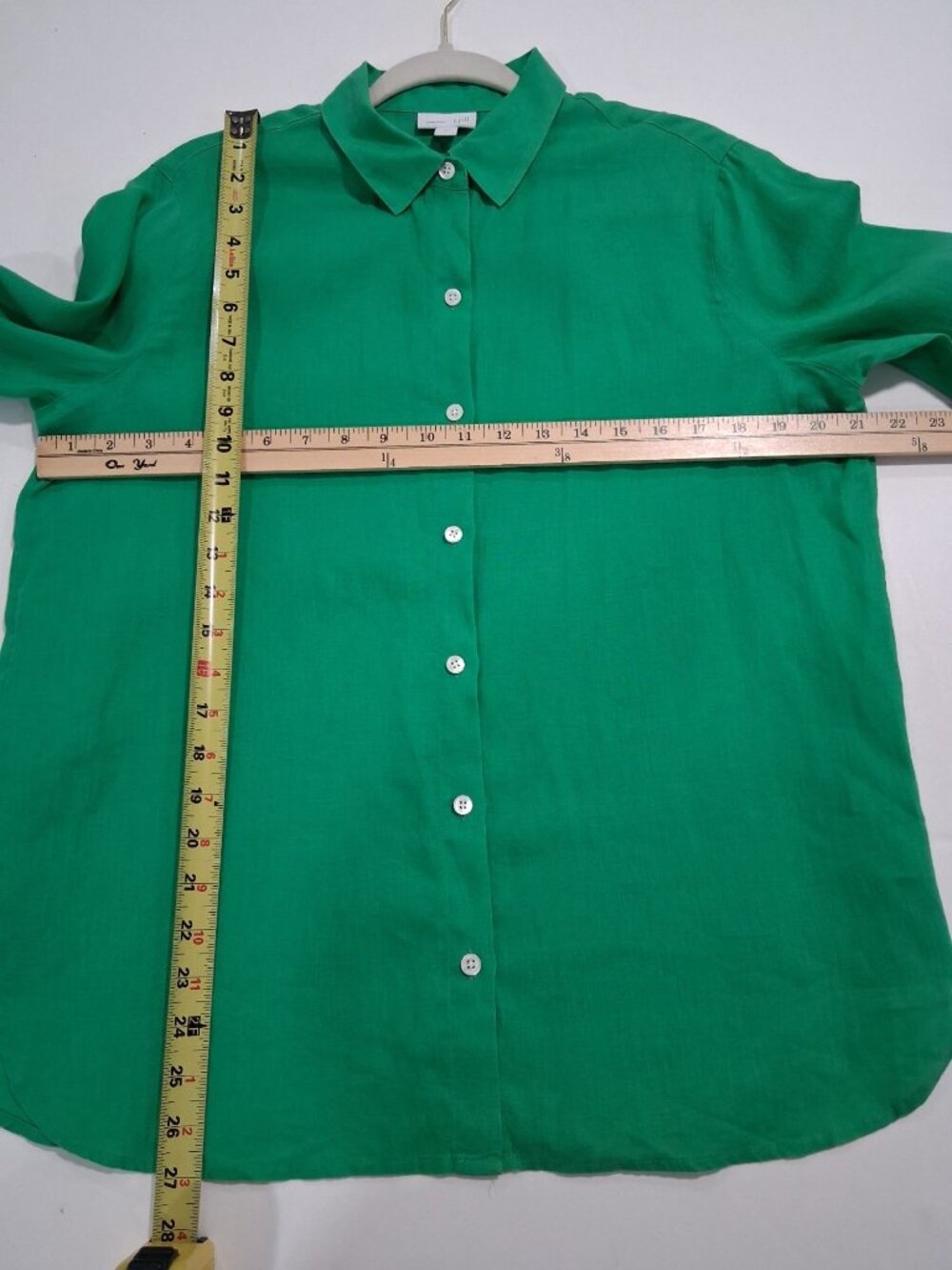 J. Jill Love Linen Green Button-Up Shirt Size Small 100% Linen Long Sleeve - Picture 8 of 8